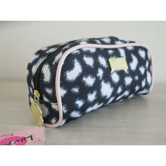 LUV BETSEY JOHNSON LBREESE Black White Leopard Cosmetic Make Up Case - Picture 5 of 9